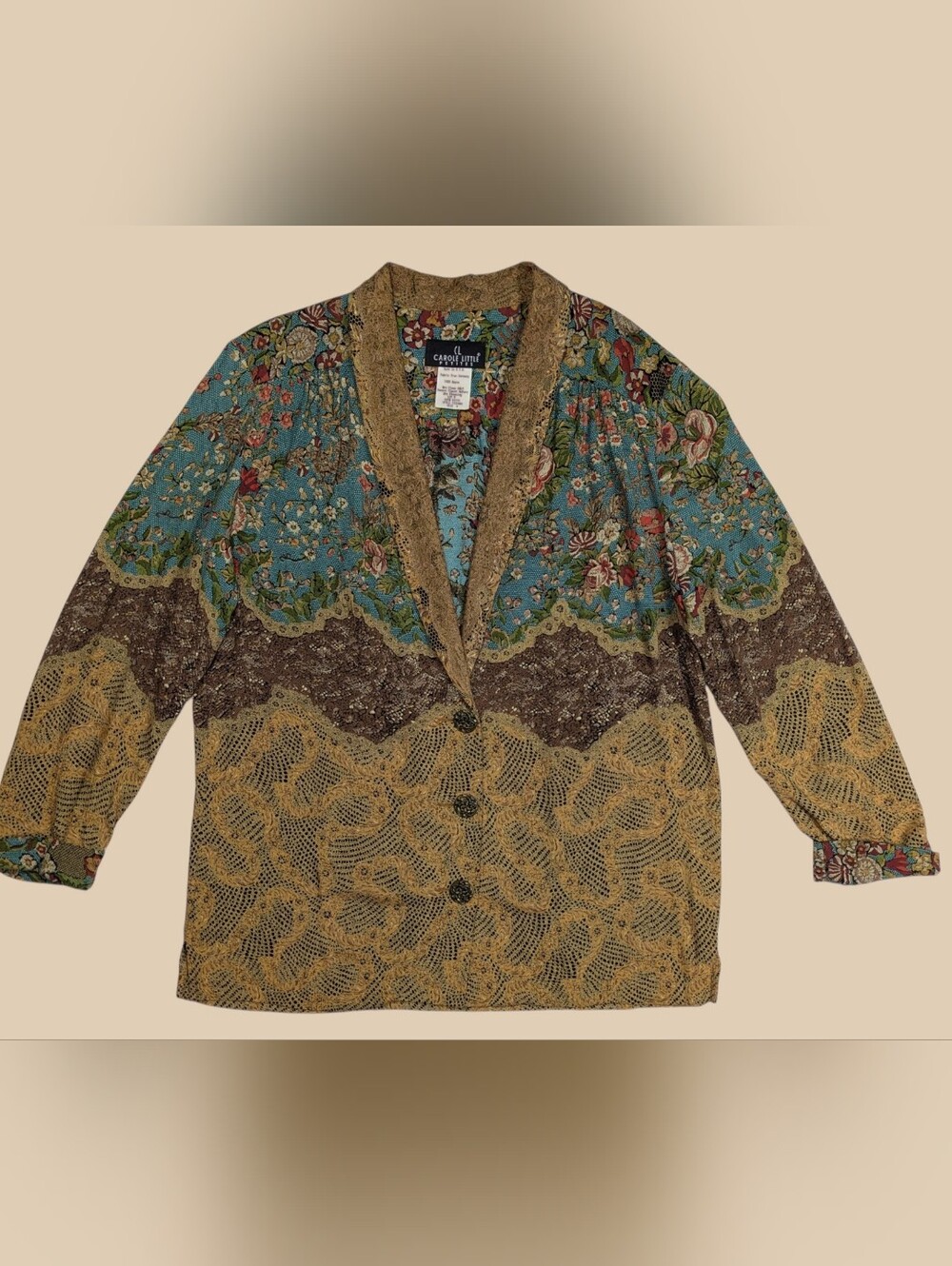 80s CL Carole Little Petite Mixed Pattern Blazer